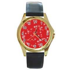 Template Winter Christmas Xmas Round Gold Metal Watch by Celenk