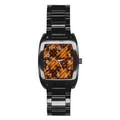 Background Texture Pattern Stainless Steel Barrel Watch