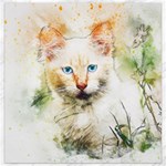 Cat Animal Art Abstract Watercolor Canvas 16  x 16   15.2 x15.41  Canvas - 1