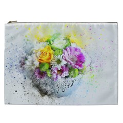 Flowers Vase Art Abstract Nature Cosmetic Bag (xxl)  by Celenk