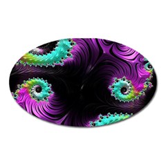 Fractals Spirals Black Colorful Oval Magnet