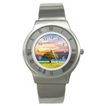 Tree Sea Grass Nature Ocean Stainless Steel Watch Front