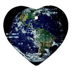 Earth Internet Globalisation Heart Ornament (two Sides) by Celenk