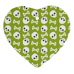 Skull Bone Mask Face White Green Ornament (heart) by Alisyart