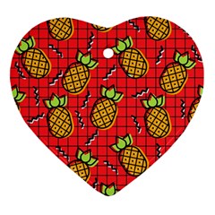 Fruit Pineapple Red Yellow Green Ornament (heart) by Alisyart