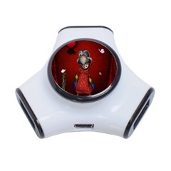 Funny, Cute Parrot With Butterflies 3-port Usb Hub