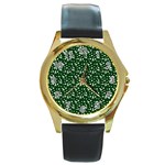 Dinosaurs Green Round Gold Metal Watch Front
