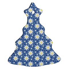 Daisy Dots Blue Christmas Tree Ornament (two Sides) by snowwhitegirl
