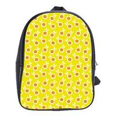 Square Flowers Yellow School Bag (large) by snowwhitegirl