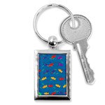 Fish Blue Background Pattern Texture Key Chains (Rectangle)  Front