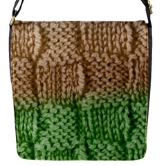 Knitted Wool Square Beige Green Flap Messenger Bag (s) by snowwhitegirl