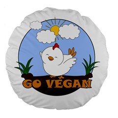 Go Vegan - Cute Chick  Large 18  Premium Flano Round Cushions