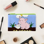 Go Vegan - Cute Pig and Chicken Cosmetic Bag (XS) Front