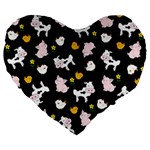 The Farm Pattern Large 19  Premium Flano Heart Shape Cushions Front