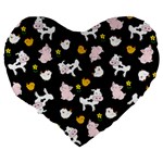 The Farm Pattern Large 19  Premium Flano Heart Shape Cushions Back