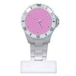 Pink Polka Dots Plastic Nurses Watch Front