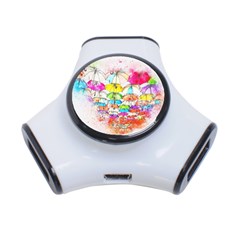Umbrella Art Abstract Watercolor 3-port Usb Hub