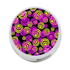 Neon Yellow And Hot Pink Circles 4-port Usb Hub (one Side)