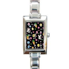 Easter Kawaii Pattern Rectangle Italian Charm Watch