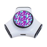 Fabric Textile Texture Purple Aqua 3-Port USB Hub Front