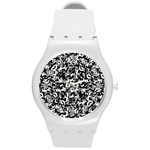 Black And White Abstract Texture Round Plastic Sport Watch (M) Front