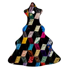 Abstract Multicolor Cubes 3d Quilt Fabric Christmas Tree Ornament (two Sides) by Sapixe