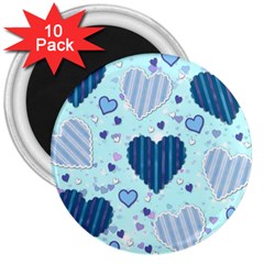 Hearts Pattern Paper Wallpaper 3  Magnets (10 Pack) 