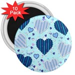 Hearts Pattern Paper Wallpaper 3  Magnets (10 pack)  Front