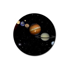 Outer Space Planets Solar System Rubber Round Coaster (4 Pack)  by Sapixe