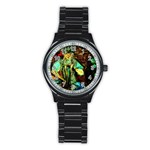 girl in the bar Stainless Steel Round Watch Front