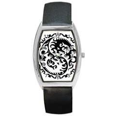 Ying Yang Tattoo Barrel Style Metal Watch