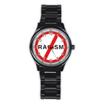 No Racism Stainless Steel Round Watch Front