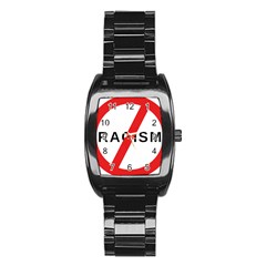 No Racism Stainless Steel Barrel Watch by demongstore