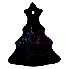 City Night Skyscrapers Christmas Tree Ornament (two Sides) by Sapixe