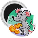 Mouse Cheese Tail Rat Hole 3  Magnets Front