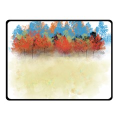 Colorful Tree Landscape In Orange And Blue Fleece Blanket (small)