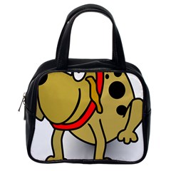 Dog Brown Spots Black Cartoon Classic Handbags (one Side) by Nexatart