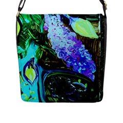 Lilac And Lillies 1 Flap Messenger Bag (l) 