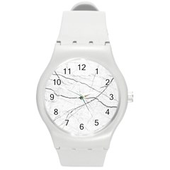 White Background Pattern Tile Round Plastic Sport Watch (m)