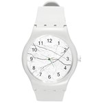 White Background Pattern Tile Round Plastic Sport Watch (M) Front