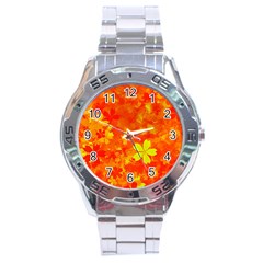 Background Reason Pattern Design Stainless Steel Analogue Watch