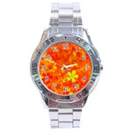 Background Reason Pattern Design Stainless Steel Analogue Watch Front