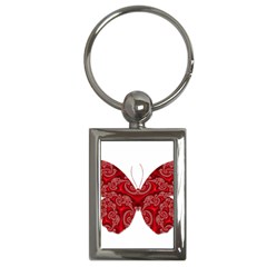 Butterfly Red Fractal Art Nature Key Chains (rectangle)  by Sapixe