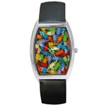 Colored Pencils Pens Paint Color Barrel Style Metal Watch Front