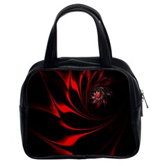 Abstract Curve Dark Flame Pattern Classic Handbags (2 Sides) by Nexatart