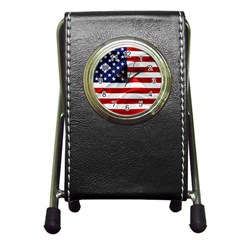American Usa Flag Pen Holder Desk Clocks