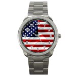 American Usa Flag Sport Metal Watch Front