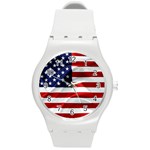 American Usa Flag Round Plastic Sport Watch (M) Front