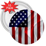 American Usa Flag Vertical 3  Buttons (10 pack)  Front