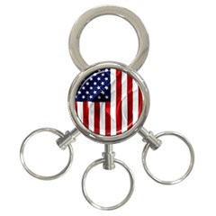American Usa Flag Vertical 3-ring Key Chains
